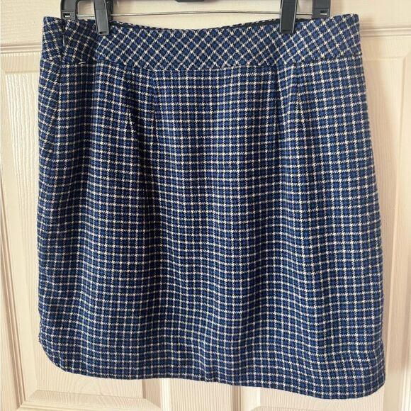 Talbots Blue Plaid Wool Blend A- Line Pencil Skirt 12P - Picture 3 of 12